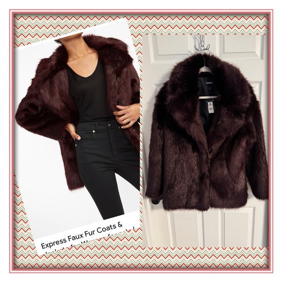 Express Faux Fur Jacket in Deep Wine - Picture 1 of 1